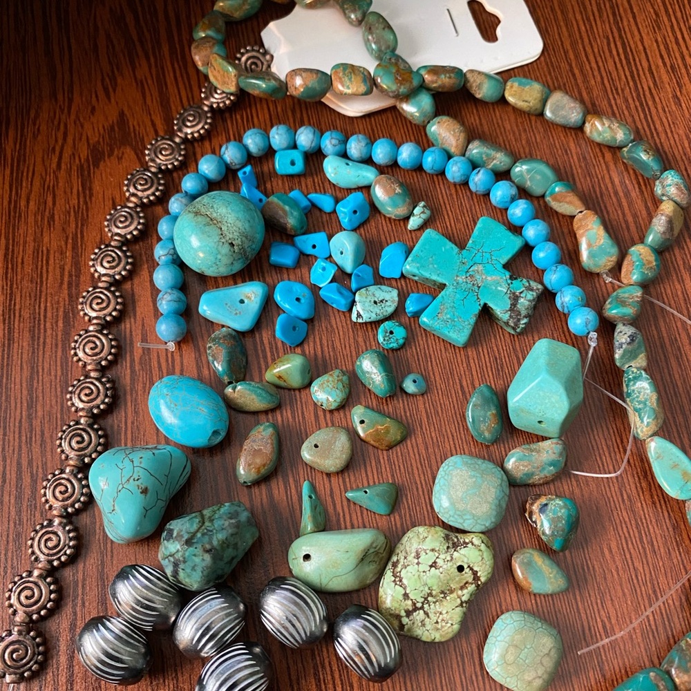 Natural Stone Mix Bead Lot and Findings